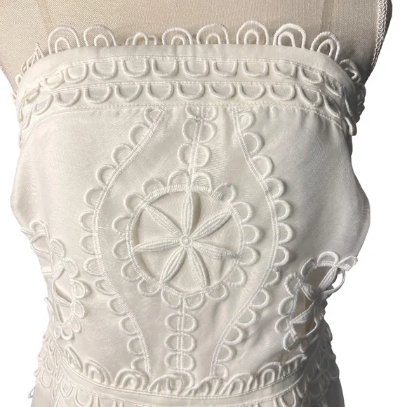 #A066 Gracia Romantic White Embroidered Lace Dress – Size M (NWT) - Picture 5 of 11
